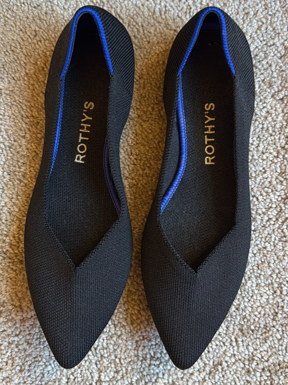 Rothy's Black Pointed Knit Flats